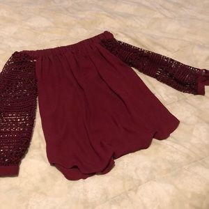 Off the shoulder top with mesh arms